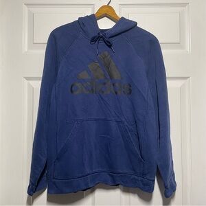 ADIDAS Womens Medium Long Sleeve Pullover Hoodie Royal Blue Large Logo Print
